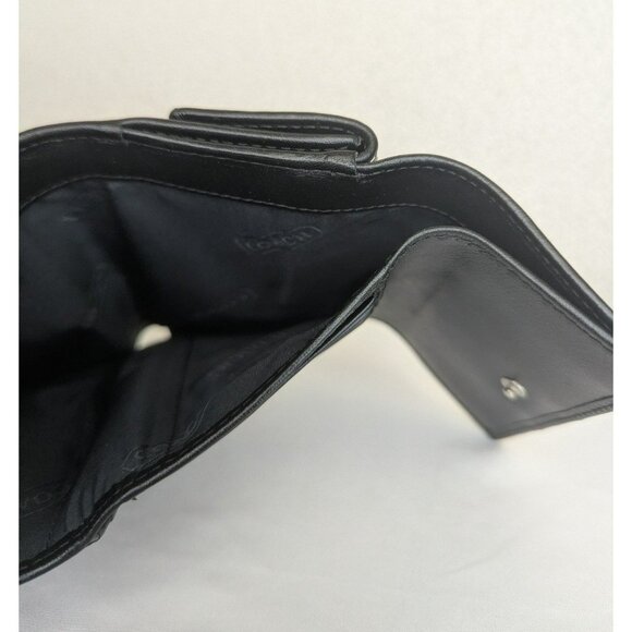 Vintage Coach Signature Stripe Trifold Wallet W/Billfold Snap Closure Black - Picture 8 of 12